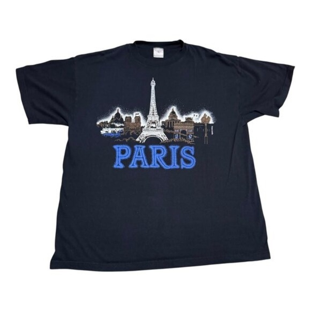 2000s Stedman Classic Paris Eiffel Tower Black Shirt Adult XL (Fits Large)